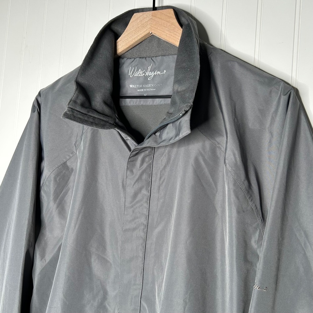 Walter Hagen Mens Golf Windbreaker M Gray 1/4 Zip Pullover Jacket Lightweight